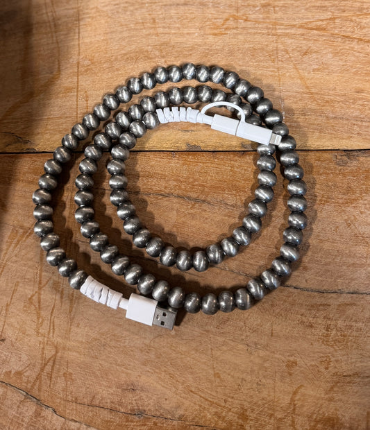 Silver Pearl Phone Charger