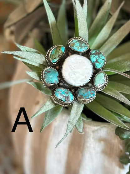 Pearl & Kingman Cluster Ring