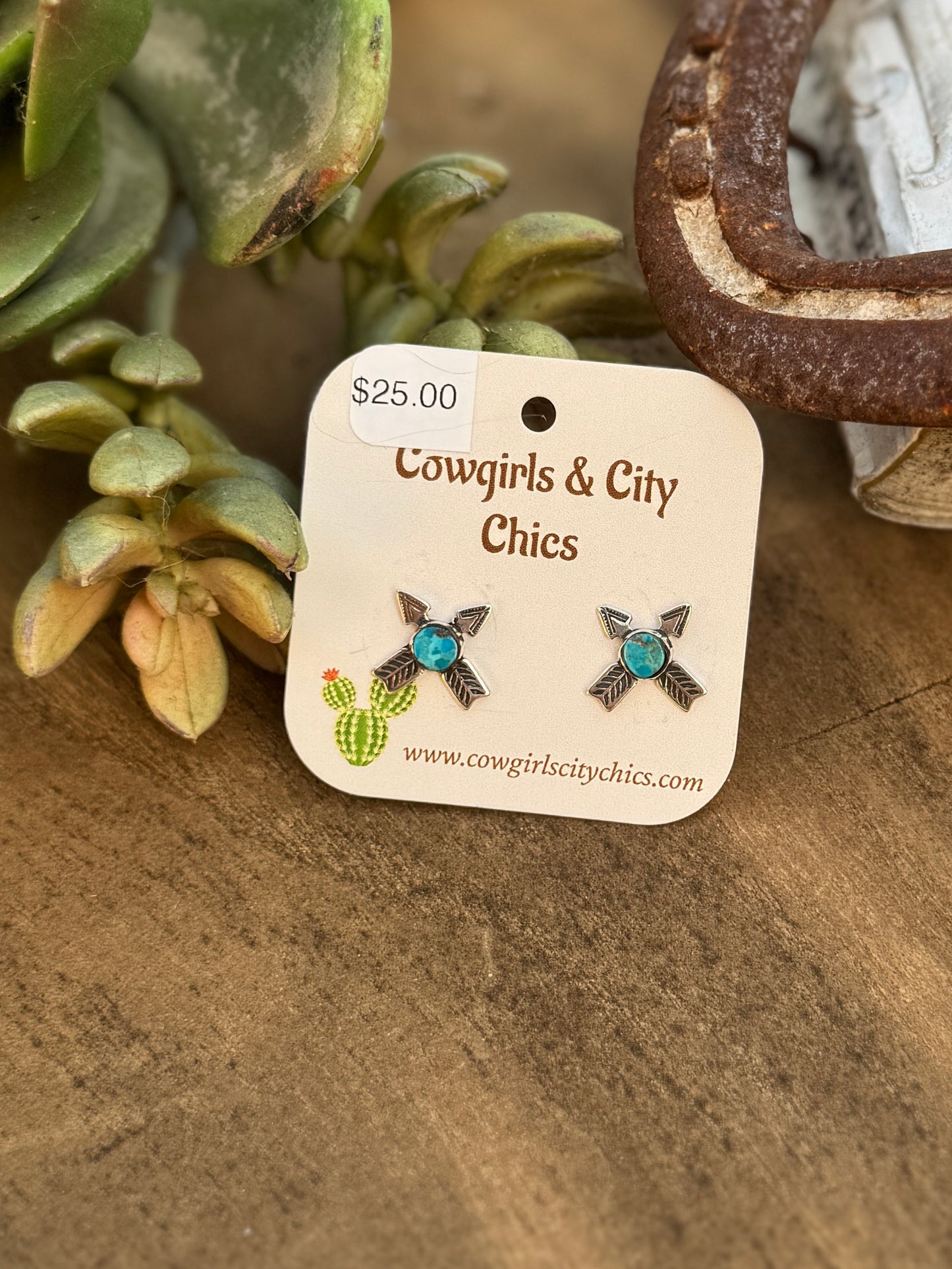 Turquoise Arrow Stud Earrings