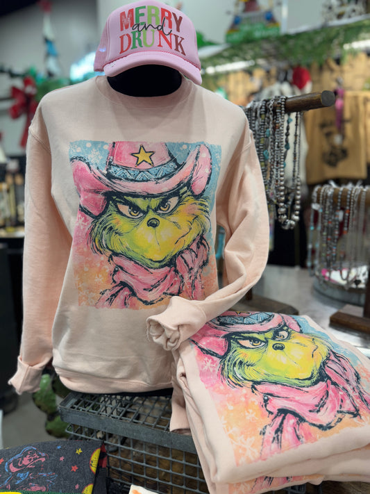 Cowboy Grinch Pullover