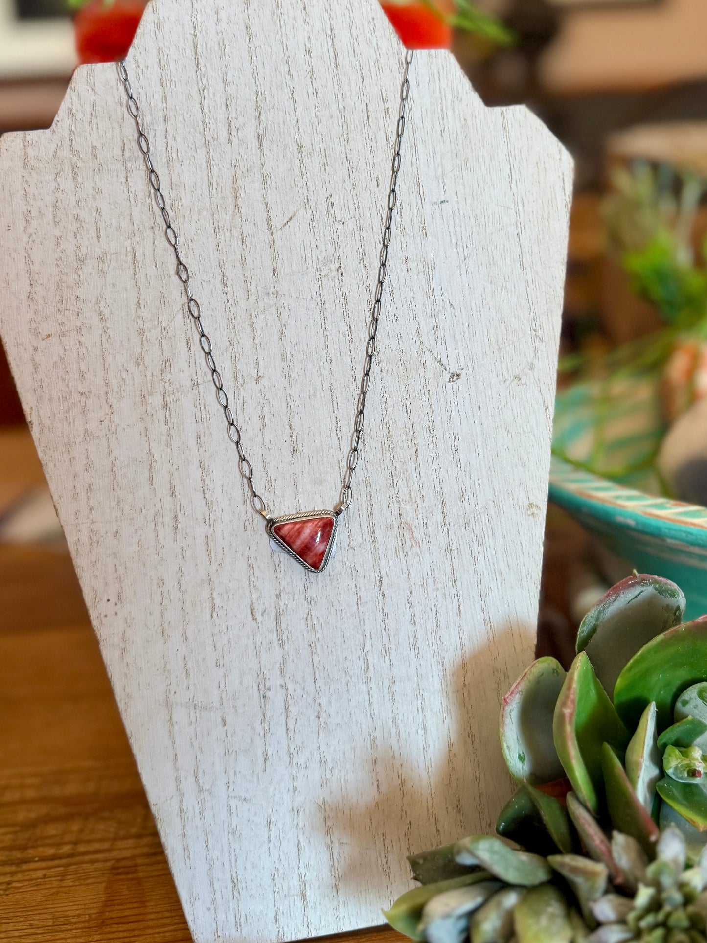 Spiny Oyster Triangle Necklace