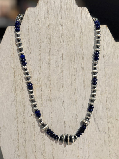 Blue Lapis Graduated Pearls Necklace