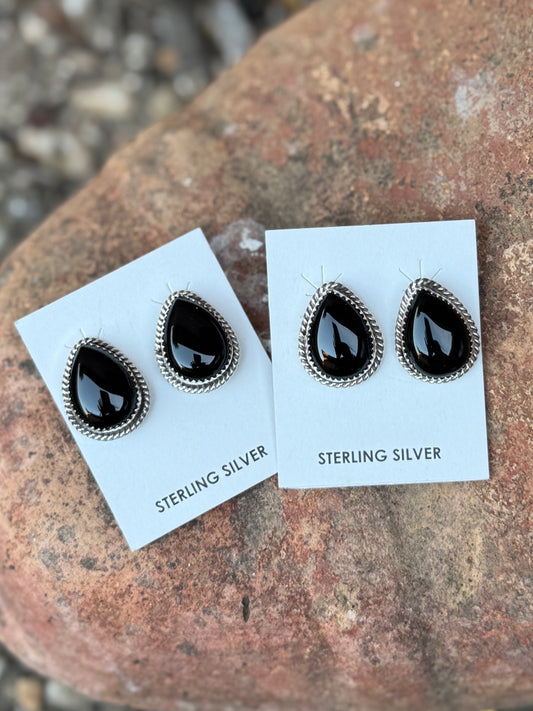 Black Onyx Teardrop Earrings