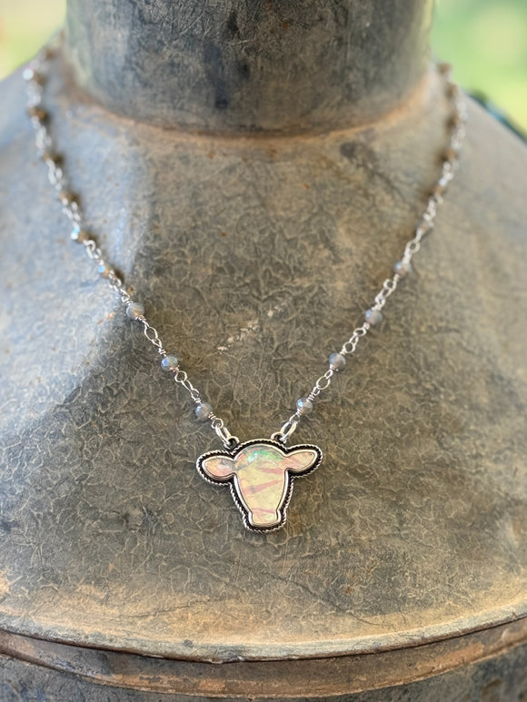 Opal Cow Crystal Necklace