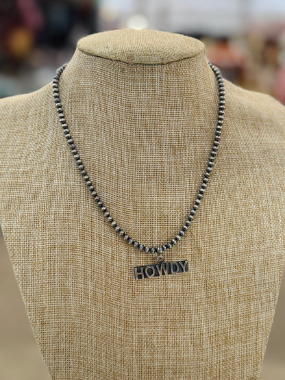 Silver Howdy Pearl Necklace