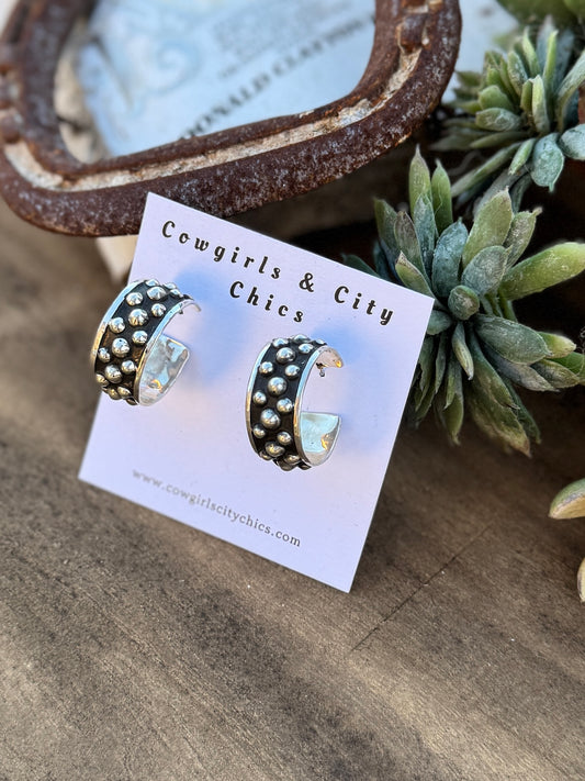 Silver Dot Hoops