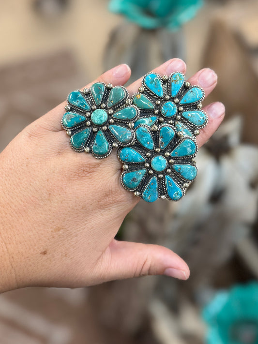 Blue Kingman Cluster Ring