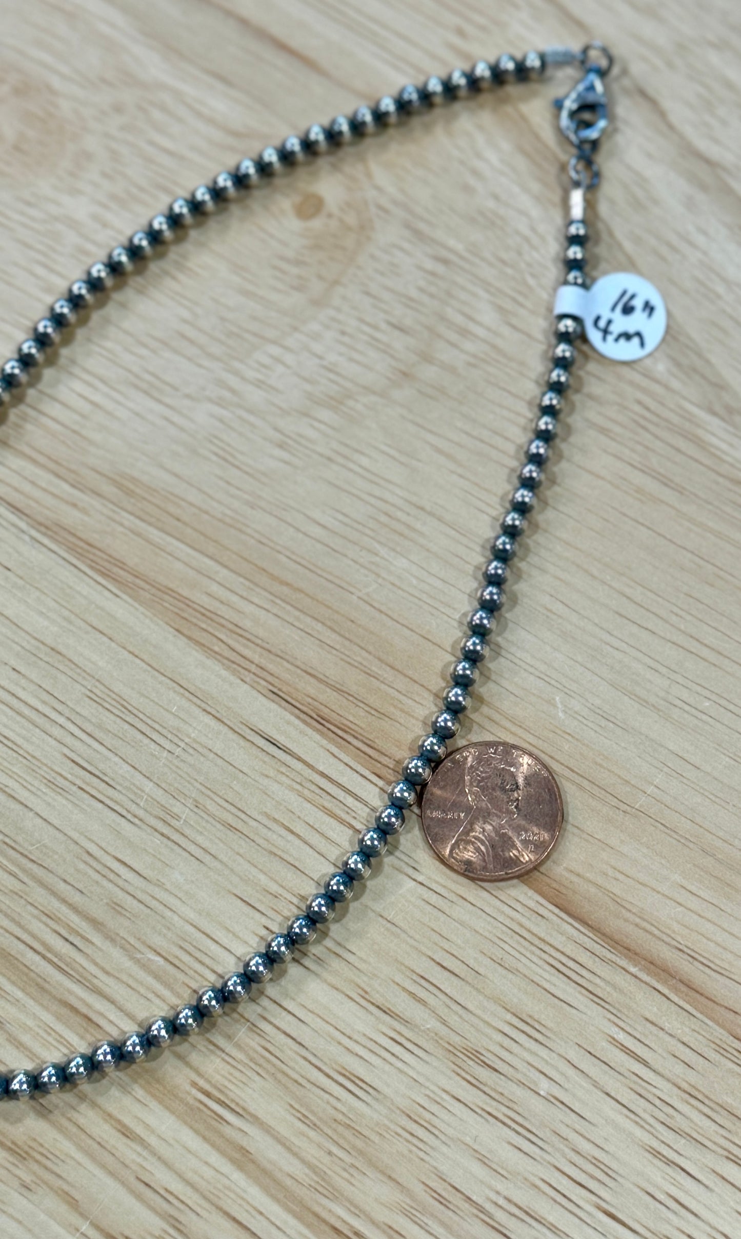 4mm Sterling Silver Navajo Pearl Necklace