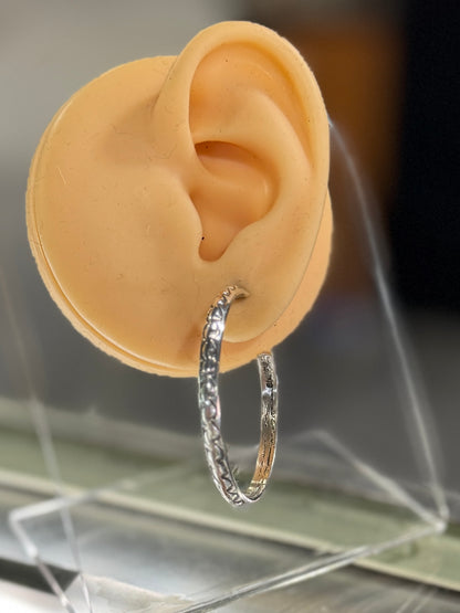 Stamped Sterling Silver Hoop Earrings