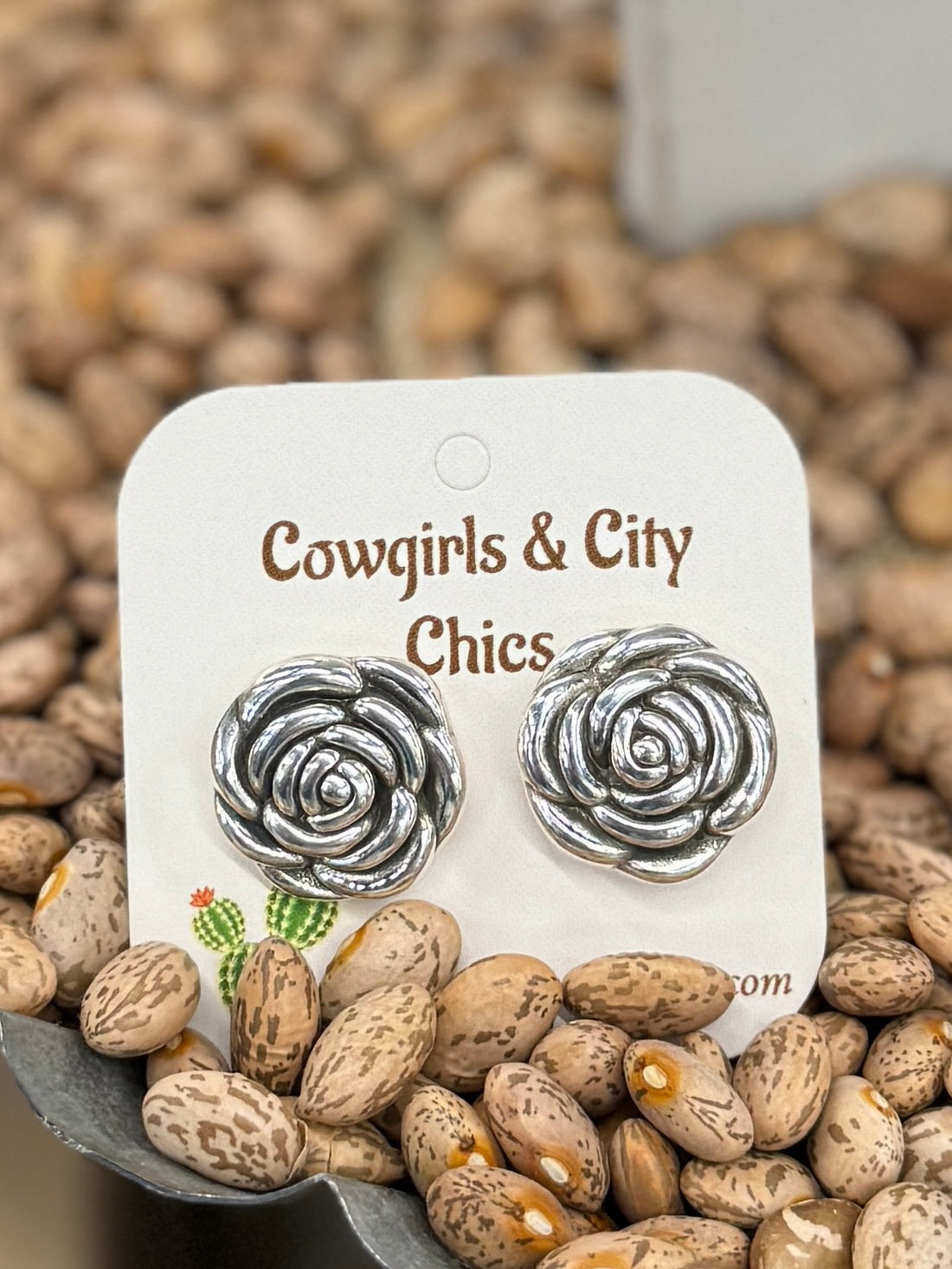 Rose Silver Stud Earrings