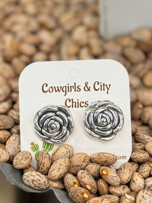 Rose Silver Stud Earrings