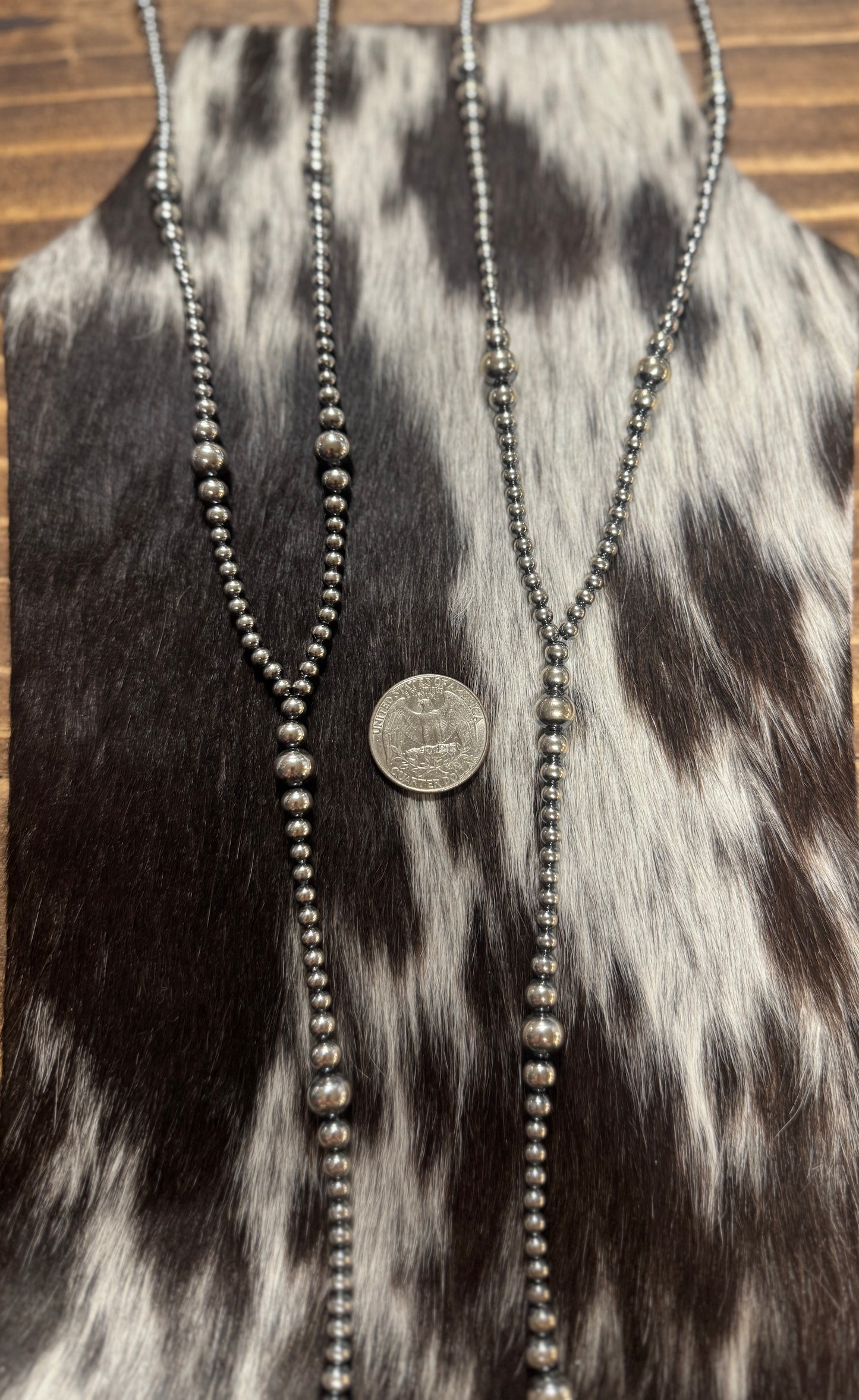 Y {Lariat} 4-8mm Silver Navajo Pearl Necklace