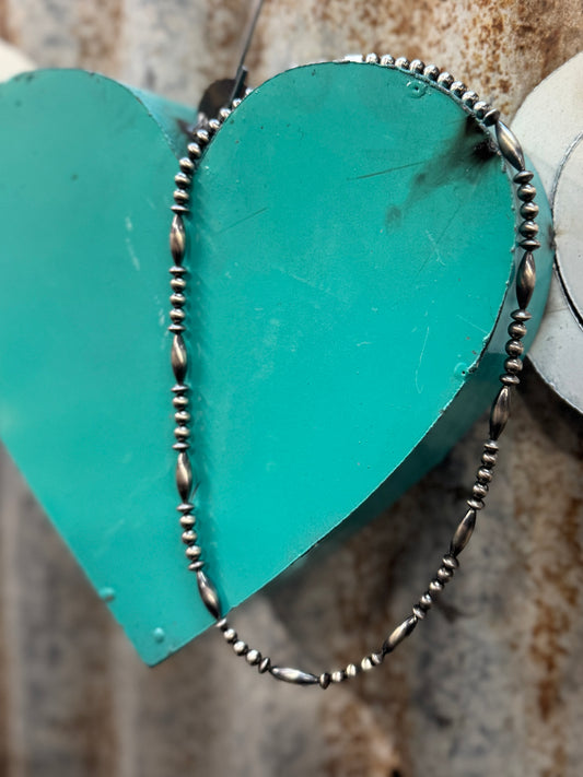{Gypsy} Barrel Silver Pearl Necklace