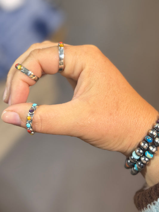 Multi-Color Half Band Ring