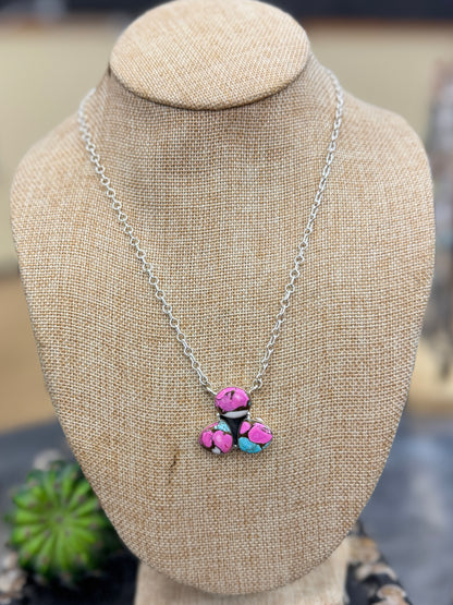 Cotton Candy Silver  Cluster Necklace