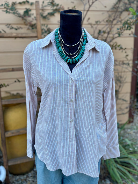 Mocha Stripe Long Sleeve Top