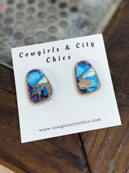 Lavender Dahlia Studs