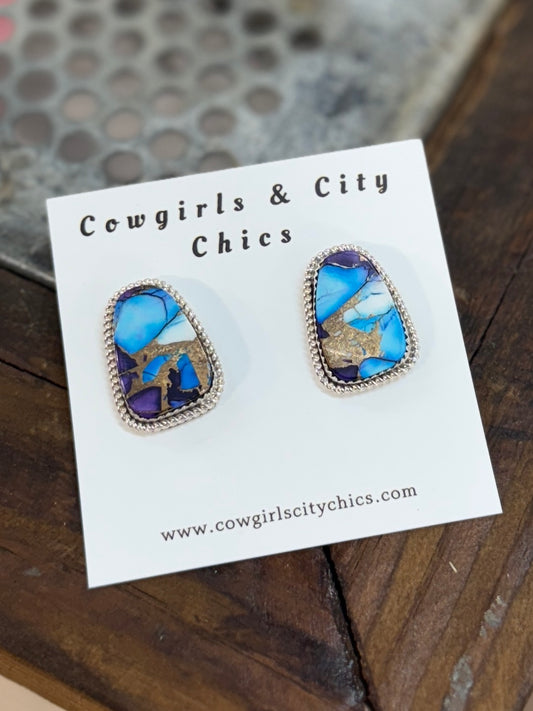 Lavender Dahlia Studs