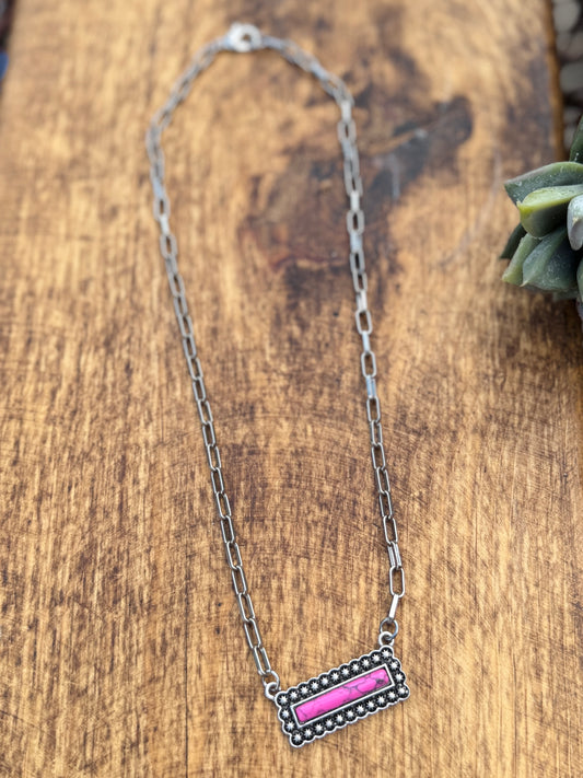 {Barbie} Pink Bar Necklace