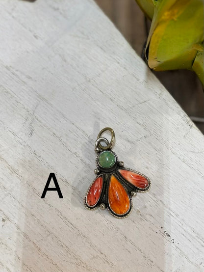 Orange Spiny & Kingman Drop Cluster Pendent