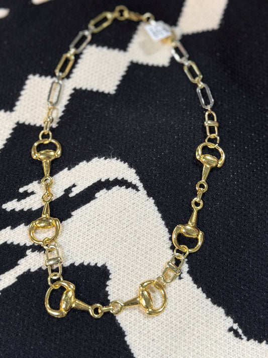 Triple Gold Snaffle Necklace