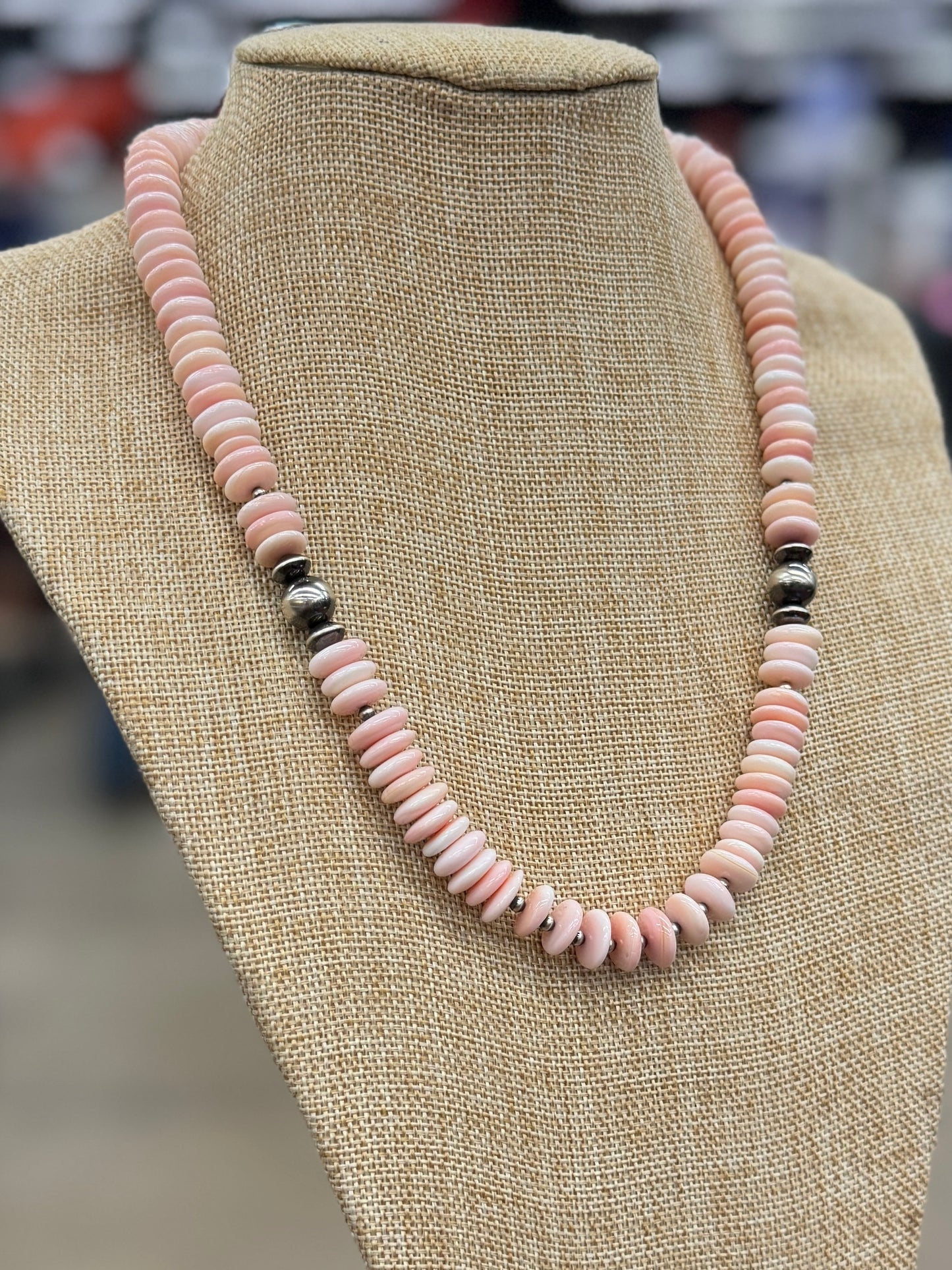 Pink Conch Disc Necklace