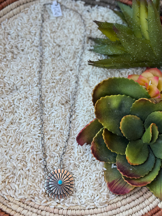Turquoise Concho Necklace