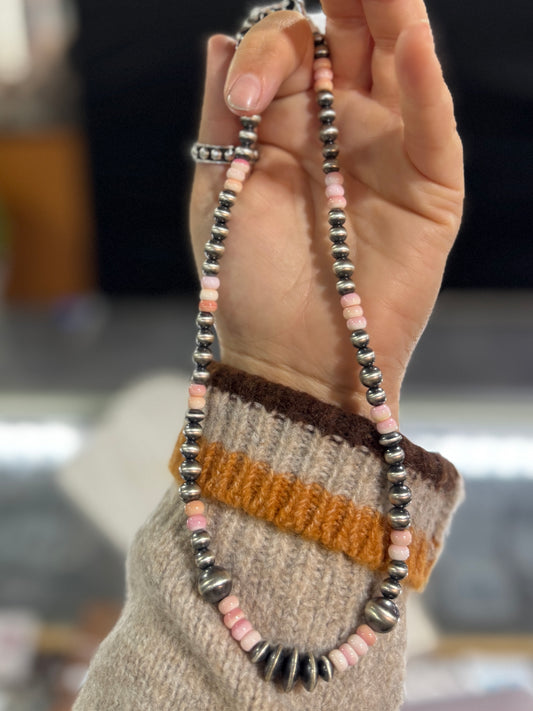Pink Conch Graduated Pearls Necklace