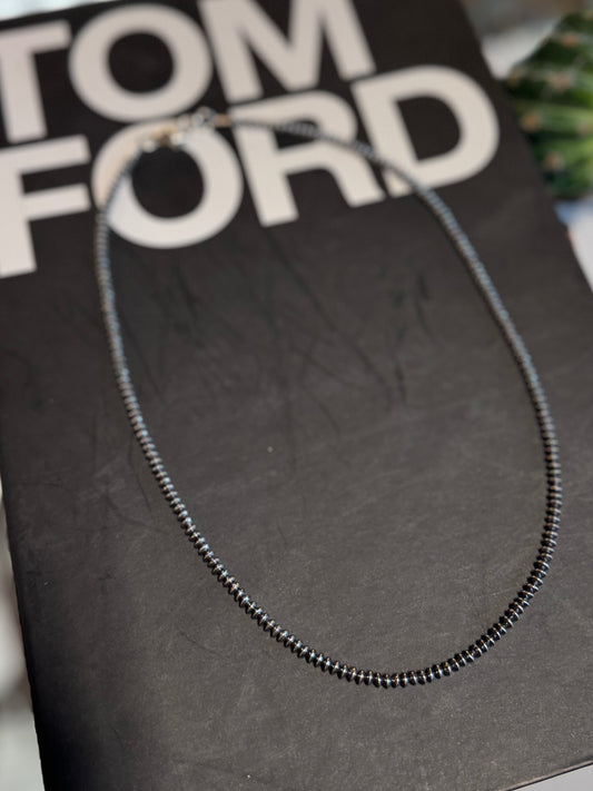 3mm {BLU} Spacer Navajo Pearl Necklace