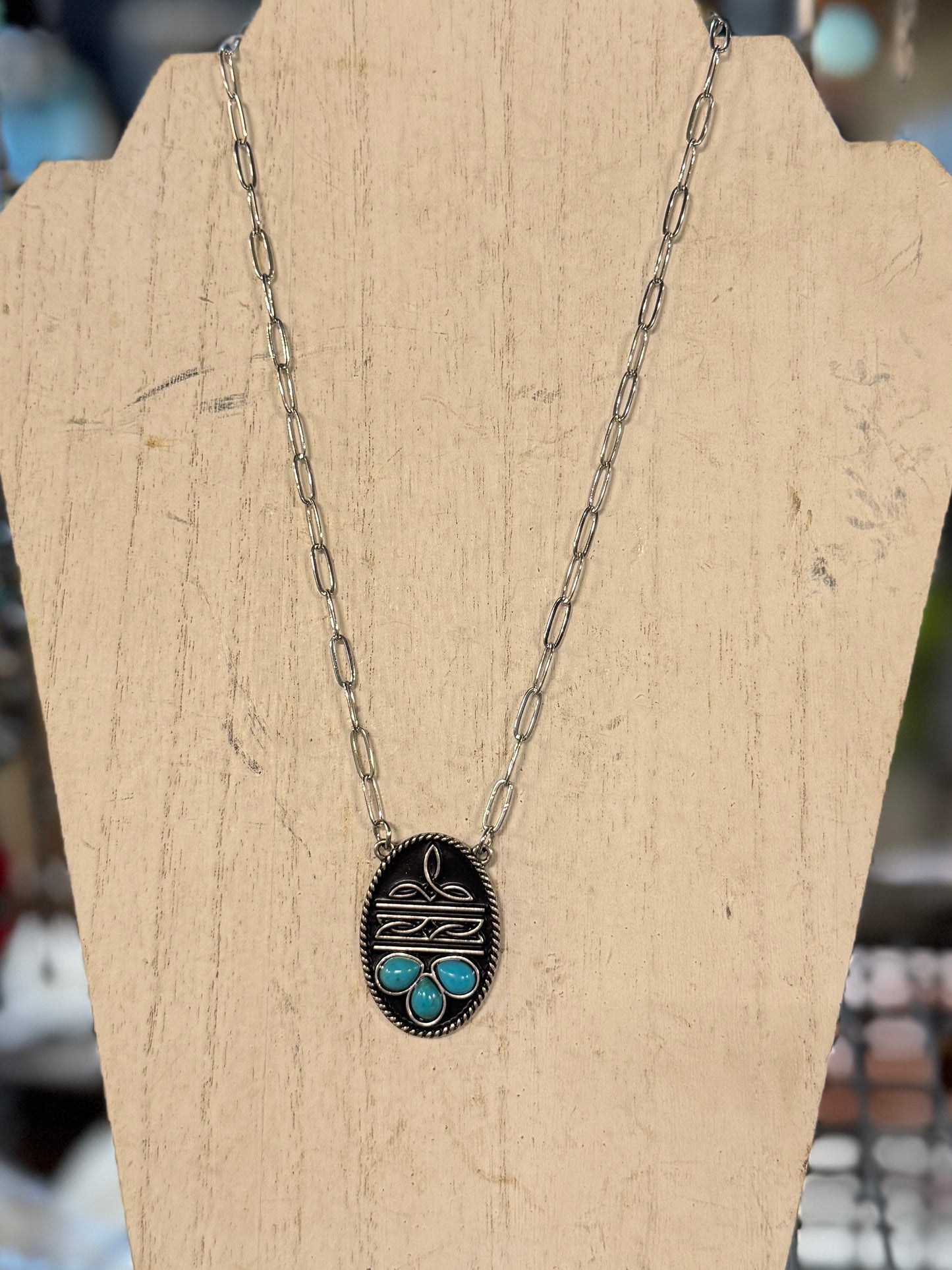 Turquoise Boot Stitch Necklace
