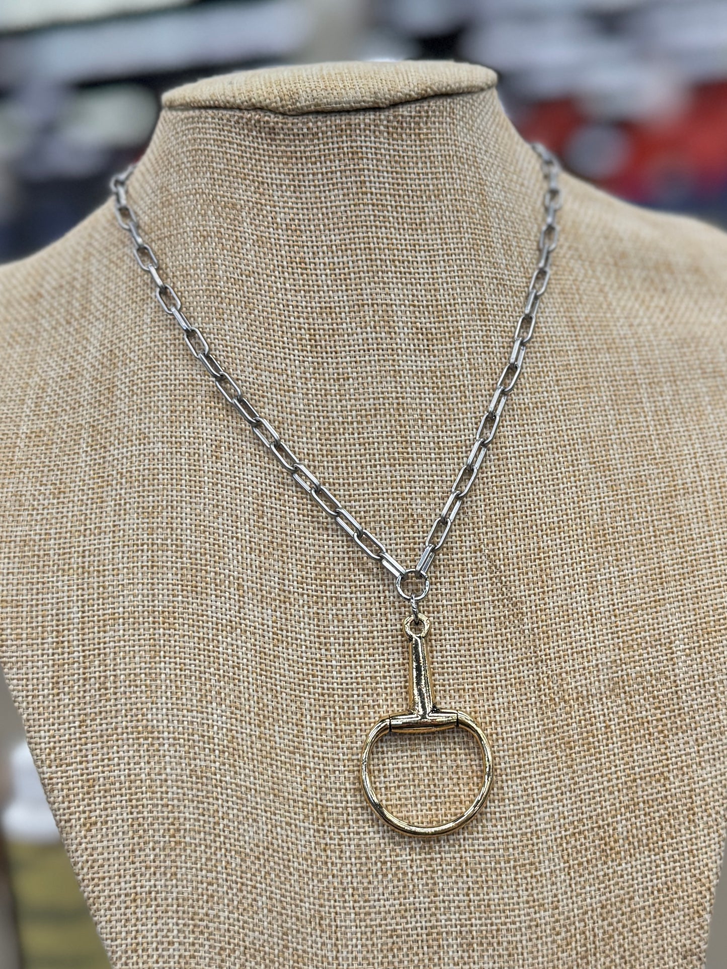 Gold Bit Paperclip Necklace