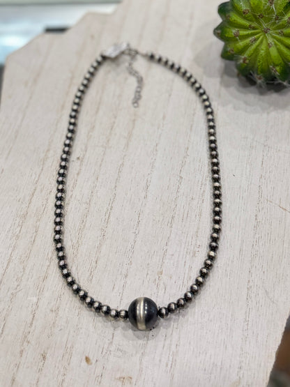 {Single Barrel} Silver Pearl Necklace