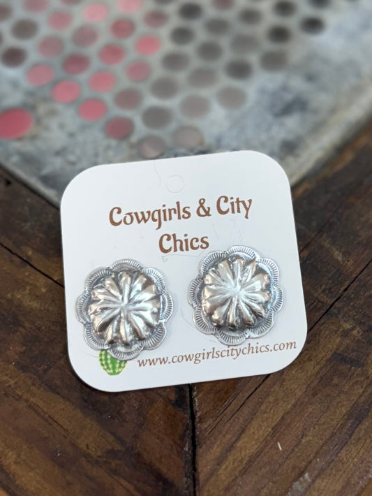 Plain Small Silver Concho Earrings