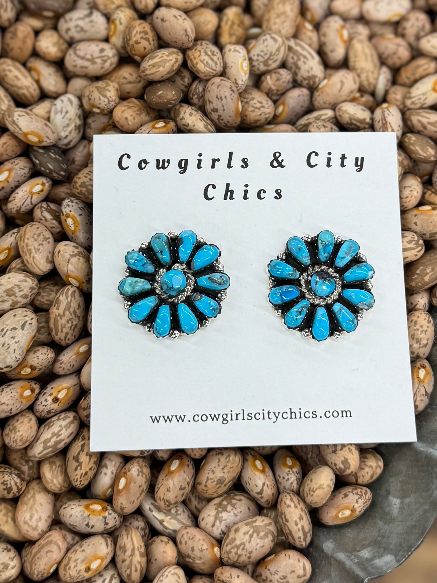 Blue Kingman Cluster Earrings