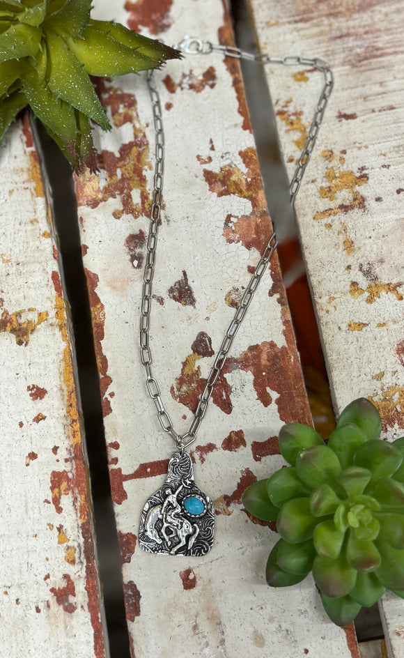 Cowtag Bronc Paperclip Necklace