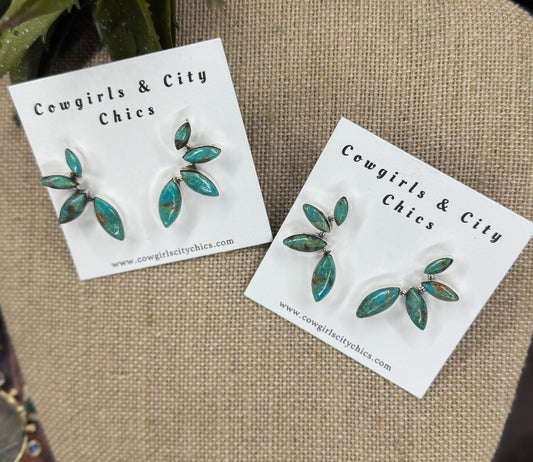 Side Cluster Silver Earrings