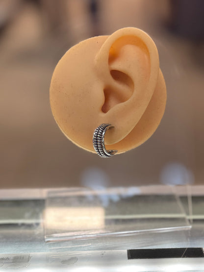 Small Rope Silver Hoops