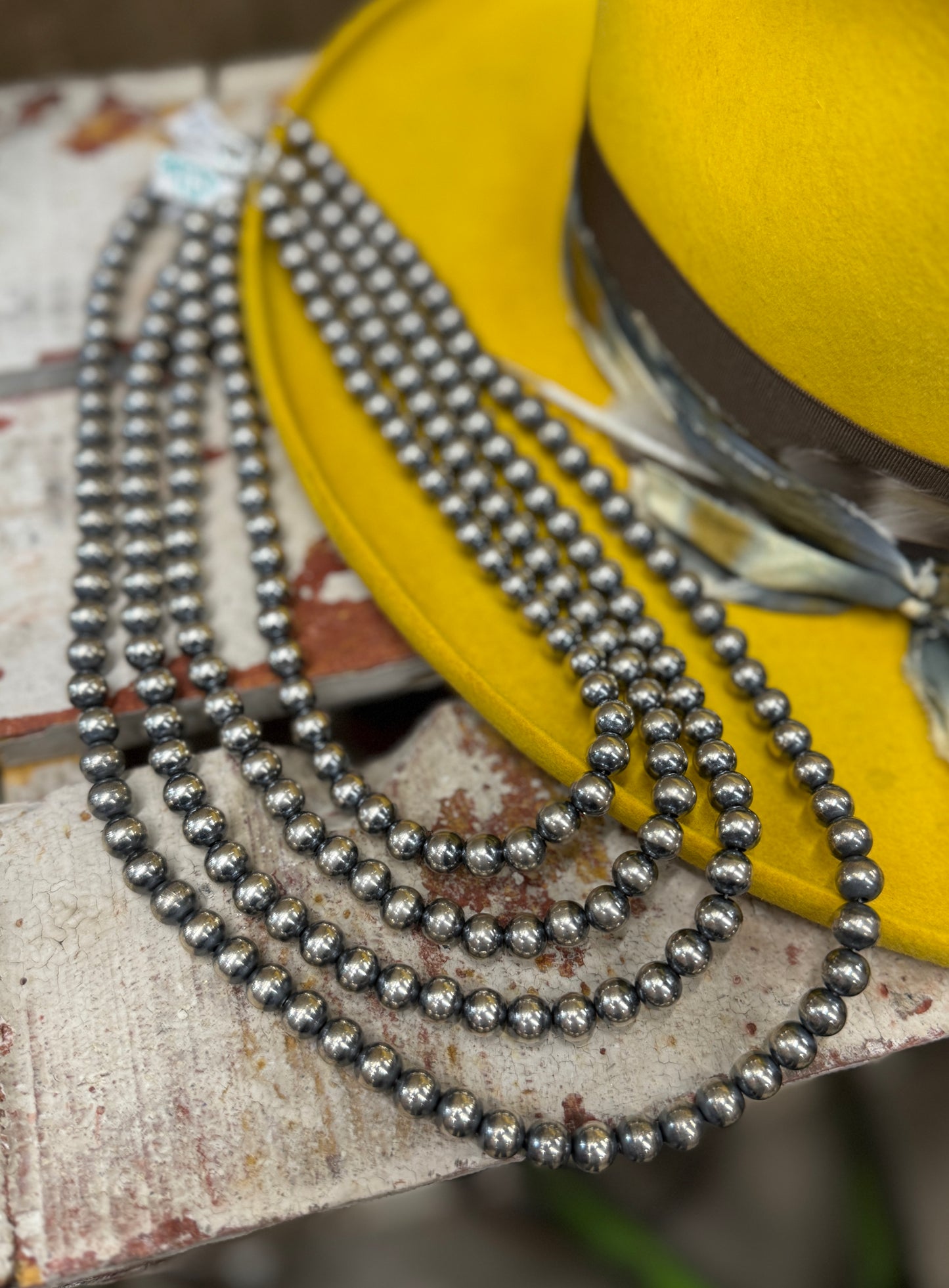 8mm Sterling Silver Navajo Pearl Necklace