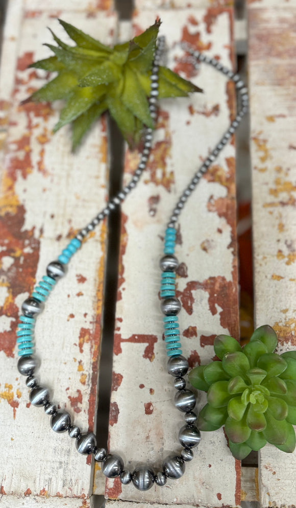{Galveston} Disc Turquoise Pearl Necklace