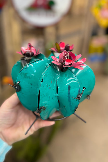 Mini Turquoise Metal Cactus Blossom