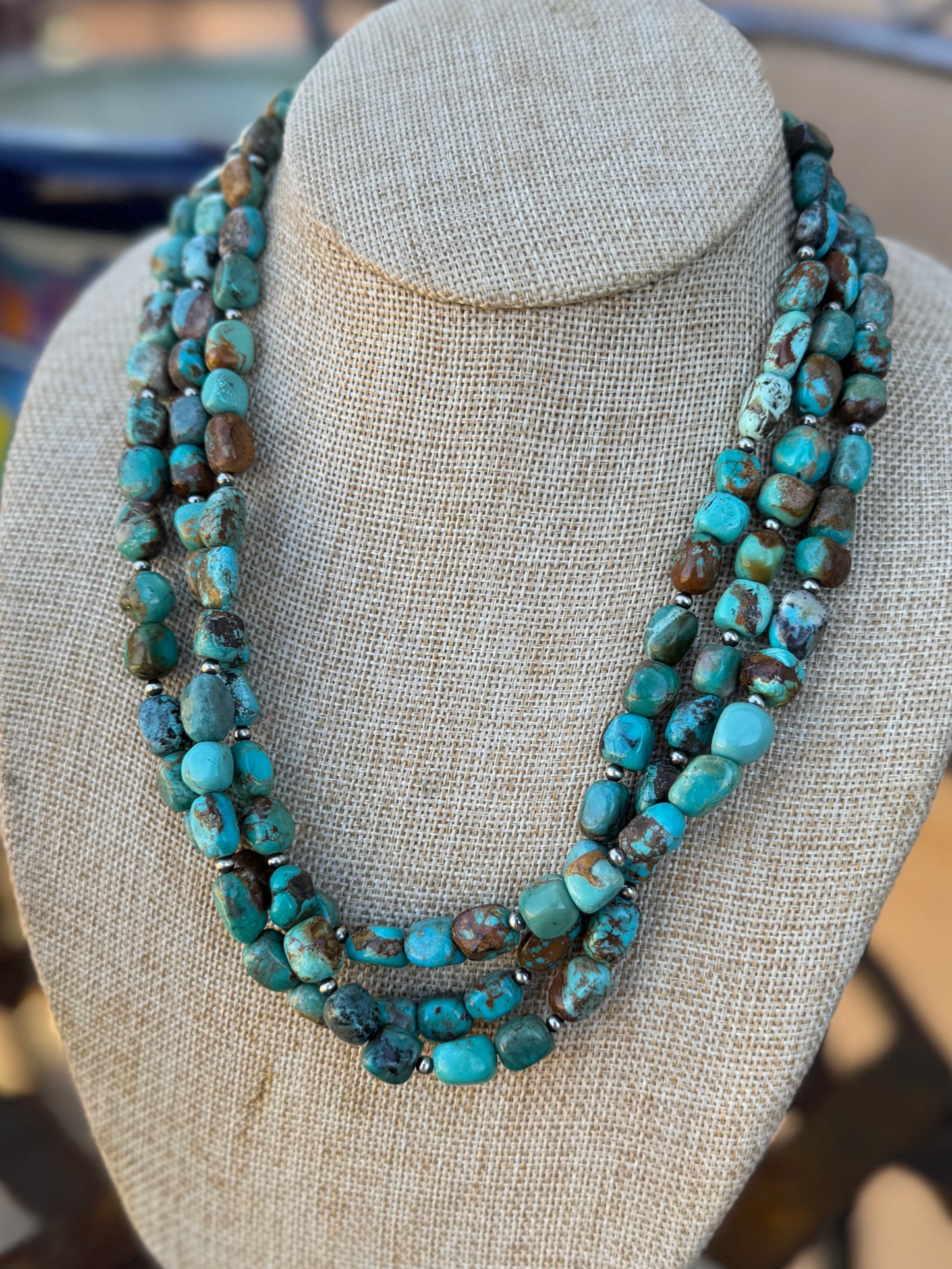 {Lardeo} Triple Strand Kingman Necklace