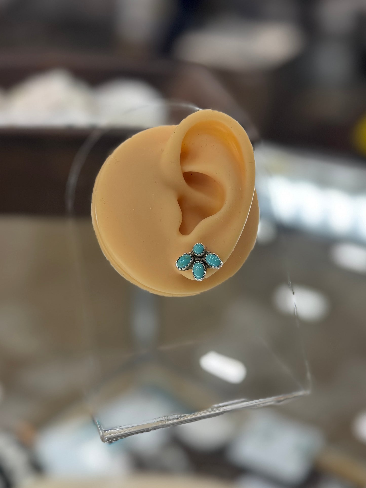 Small Turquoise Cluster Stud Earrings