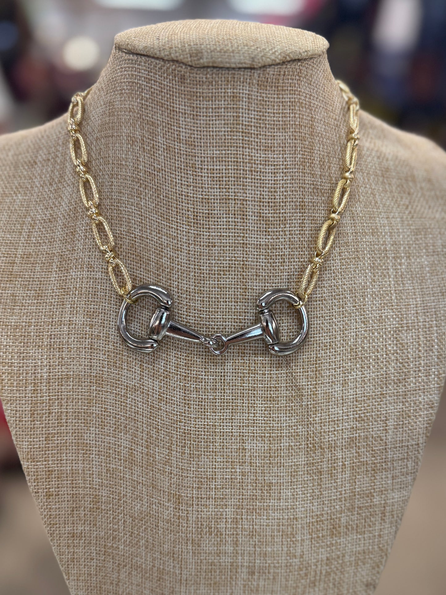 XL Silver Snaffle Gold Necklace