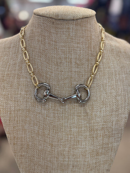XL Silver Snaffle Gold Necklace