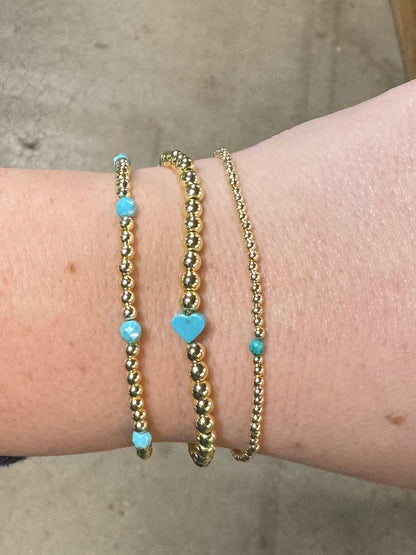 Turquoise & Gold Bead Bracelet