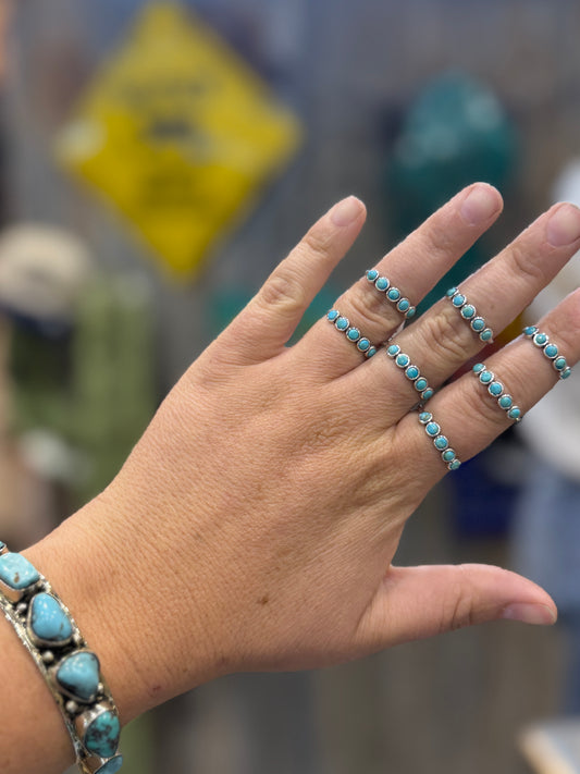 Half Turquoise Silver Band Ring