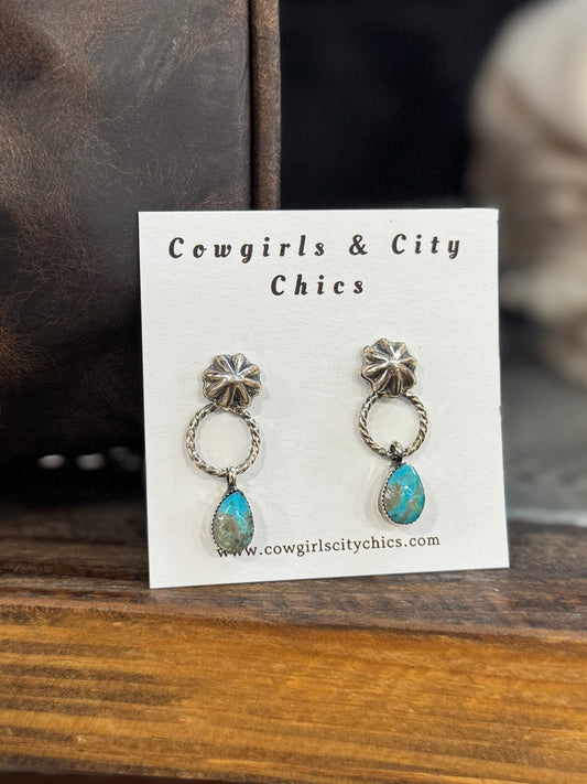 Turquoise Drop Silver Stud Earring