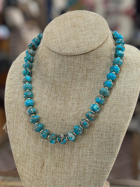 Turquoise & Gold Rondelle Beads