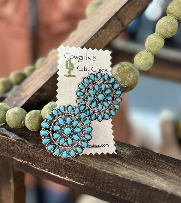 {Santa Fe} Concho Turquoise Earrings