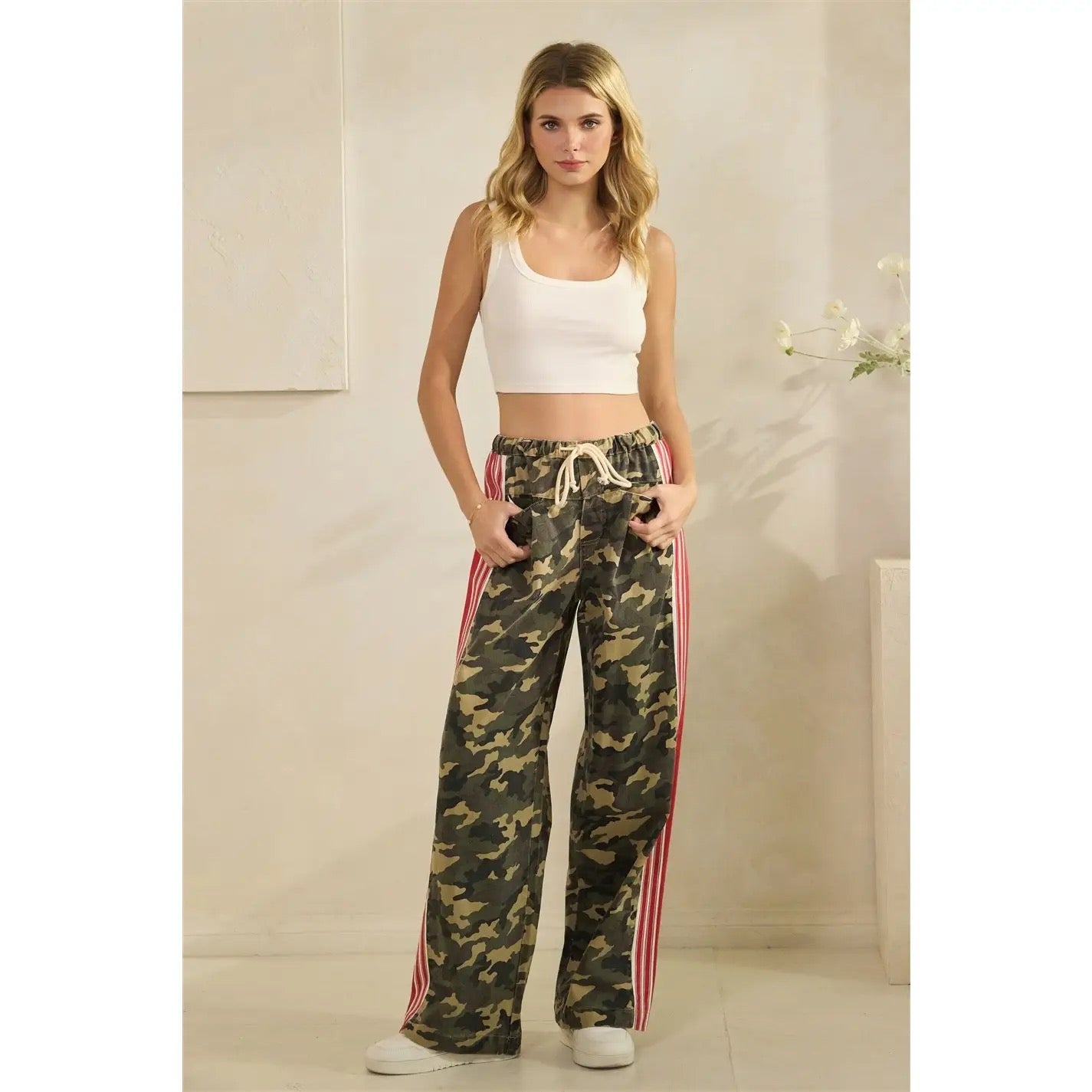 Camo Stripe Wide Legged Pants